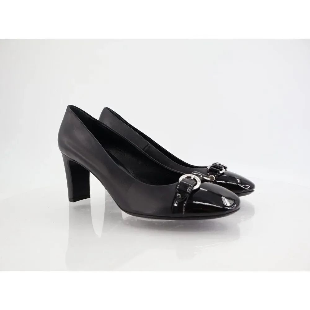 Agl Irina Cap Toe Pump Size 40.5 10.5 Black Leather Cap Toe Heel Shoes Career